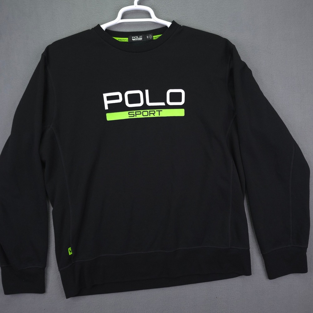 Polo Sport Ralph Lauren Sweatshirt Performance Crewneck Black Green XL Rare!